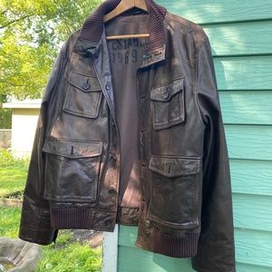 Gap leather bomber jacket